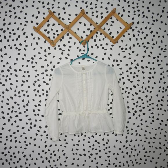 Oshkosh White Swiss Dot Button Front Girls Long Sleeve Shirt - Picture 1 of 7